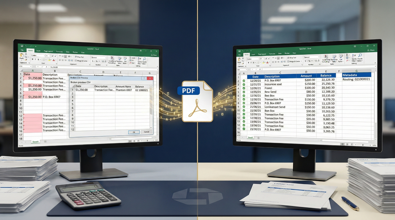 Convert Chase PDF Statements to Excel (Fixes Column Alignment) - FinSheet AI